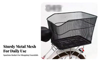 Cycle Rear Basket Multipurpose Rear Bike Basket Rust-Resistant Waterproof Cover Included for Students