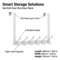 Bedroom Over Door Hanging Rack, Stainless Steel Closet Organizer for Students, No-Drill Adjustable Thickness Coat Hook, Heavy Duty 40kg Capacity the