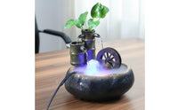 Compact Design Ceramic Water Wheel Fountain Handmade Craftsmanship Feng Shui Wealth Fountain Feng Shui Water Feature for Office, Entryway