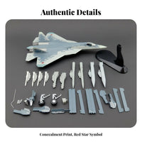 1:72 Scale Fighter Jet Pre-Assembled Russian-57 Airplane Model Russian Low-Observable Fighter Model Highly Detailed Die-Cast Jet