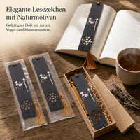 Chinese Style Rosewood Ebony Bookmark with Hand-Painted Bird and Floral Design, Ideal for Gifts and Souvenirs