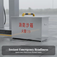 Fire Sand Box Heavy Duty Firefighting Sand Bin Sturdy Construction Red Metal Fire Box for Gas Station Industrial Workers, Factories, Warehouses