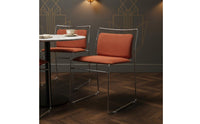 Mid-Century-Century Modern Upholstered Sled Base Chair Soft Padded Backrest Bauhaus Design Dining Chair Seating Furniture for Cafe
