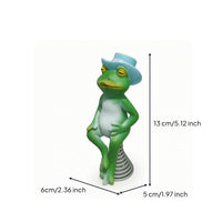 Resin Frog Statue with Spring Cute Frog Figurine Whimsical Sculpture Outdoor for Flowerpot