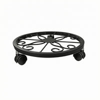 Decorative Scrollwork Metal Plant Stand Openwork Rolling Plant Stand Low-Slung Metal Pot Stand Wrought-Iron Style