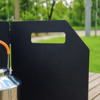 Wind Screen for Outdoor Cooking, Foldable Splash Guard Made of Cold-Rolled Metal, 25x100 cm, Matte Black, with Carrying Bag