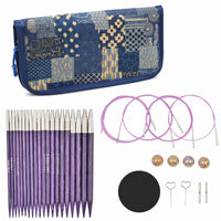 Patchwork Pattern Interchangeable Circular Knitting Flexible Cables Circular Knitting Needle Set Heart-Shaped Tools Metal Needle Tips