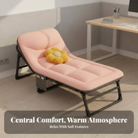 Foldable Design Single Rest Lounger Space-Saving Adjustable Reclining Cot Installationno Assembly Required Lounge Chair Anti-Slip Feet for Office Workers, Beachgoers, Travel, Guest Room, Camping, Patio