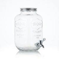 Water Dispenser with Metal Stand and Lid, 4.1L Glass Water and Drink Container with Handle, Modern Minimalist Juice Dispenser for Home Bar Use