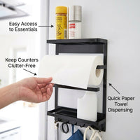 Bedroom Metal Fridge Organizer, 4 Tier Iron Art Wall for Kitchen Suction Cup Side Rack for Students, Space-Saving Storage Solution