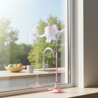 Interactive Suction Cup Cat Toy with Feather and Bell for Kitten Self-Play