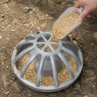 Chicken Feeder, 30cm Round Plastic Chicken Feeder, Anti-Tilt Feeder for Poultry, Gray