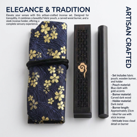 Ebony Holder Set, Portable Pouch, Classical, for Home Meditation, Calming Atmosphere, Chinese Craft Collector