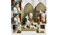 Artisan-Made Christmas Nativity Tabletop Ornament Woodslat Style Christmas Nativity Set Rustic Tabletop Ornament Sculptural for Collectors, Mantel, Shelves, Altar