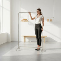 With Wheels Freestanding Clothes Hanging Easy to Move Rolling Clothes Rack Heavy Duty Stainless Steel Clothing Rack Minimalist Design for Bedroom