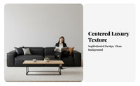 Tofu Block Couch Italian Minimalist Design Living Room Furniture Top-Grain Cowhide sectional Sofa for Homeowners, Families, Lounge Area, Home Interior