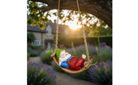 Gnome on Swing Compact Gnome Figurine on Swing Garden Dwarf Figurine Charming Cute for Gardeners, Patio, Porch