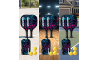 2 Pieces Honeycomb Core Pickleball Paddle Set Geometric Pickleball Paddle with Balls Perforated Rackets Anti-Slip for Beginners, Recreational Players, Students, Community Centers, Schools
