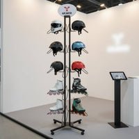 Helmet and Skate Display Stand Powder Coated Metal Helmet Display Rack Space Saving Roller Skate Storage Rack for Garage