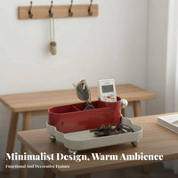 Flame-Shaped Statue with Dish Multi-Functional Entryway Organizer Space-Saving