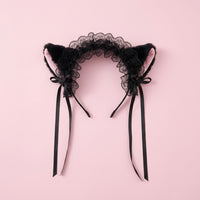 Headband with Feather Detail, Halloween for Women and Teens, Costume with Decorative Lace, Face Washing Cute Ears for Cosplay Makeup Party