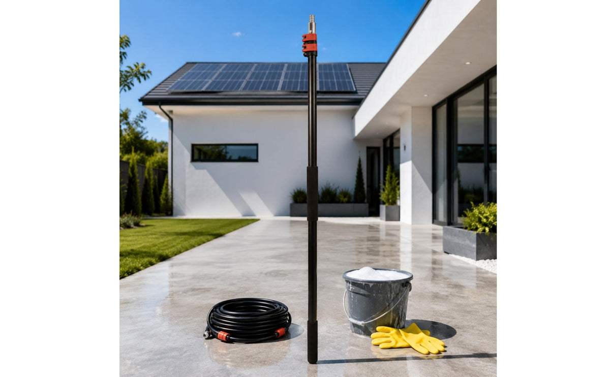 Pink Bristles Solar Panel Cleaning Kit Locking Clamps Solar Panel Brush Kit Reinforced Maintenance Gear High Reach