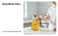 Large Capacity Hot Cold Water Carafe Fridge Safe Heat Resistant Glass Carafe Elegant Design for Coffee Lovers, Adults, Kitchen, Home, Office