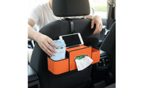 Vehicle Seat Back Organizer with Beverage Holder Holder Hanging Hooks Back Organizer Easy Installation Backseat Storage Box with Beverage Holder