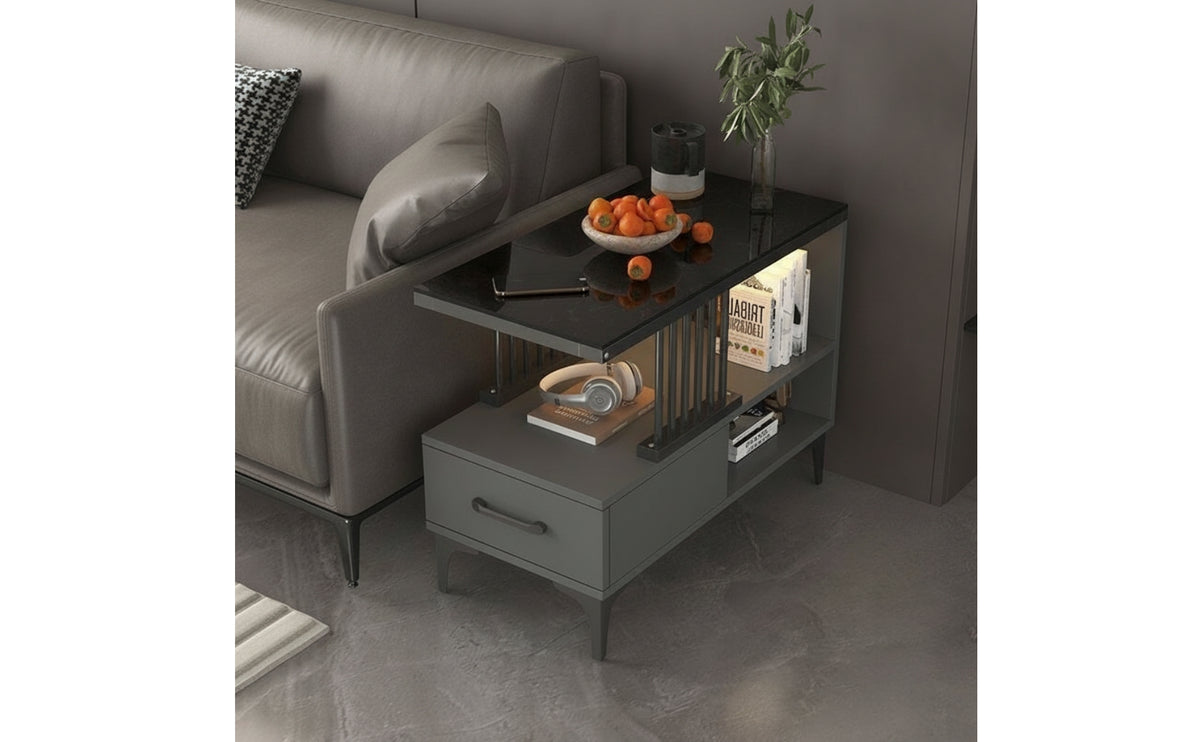 Side Cabinet Modern Cabinet with Glass Top Minimalist Sofa Side Table for Living Room, Bedroom