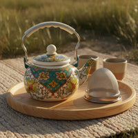 Mongolian Design Enamel Teapot Decorative Vintage Design Water Kettle Vintage Enamelware Pot Resistant Kitchenware