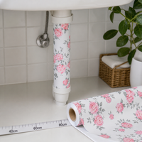 Rose Pattern Moisture-Proof Aluminum Foil Pipe Cover Sticker for Kitchen and Bathroom