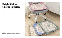 Ruffled Dining Chair Pad Secure-Hold Ties Floral Tie-on Chair Pad Breathable Patchwork Seat Cushion for Students, Office