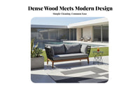 4 Pieces 4-Piece Woven Rope Sofa Set sturdy Wood Frame Outdoor Furniture Minimalist Design Conversation Group for Families, Adults, Patio, Garden, Deck