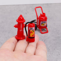 3 Pieces Realistic Miniature Fire Fighting Set Molded Dollhouse Fire Suppression Device Sturdy Dollhouse Accessory Sturdy for Collectors