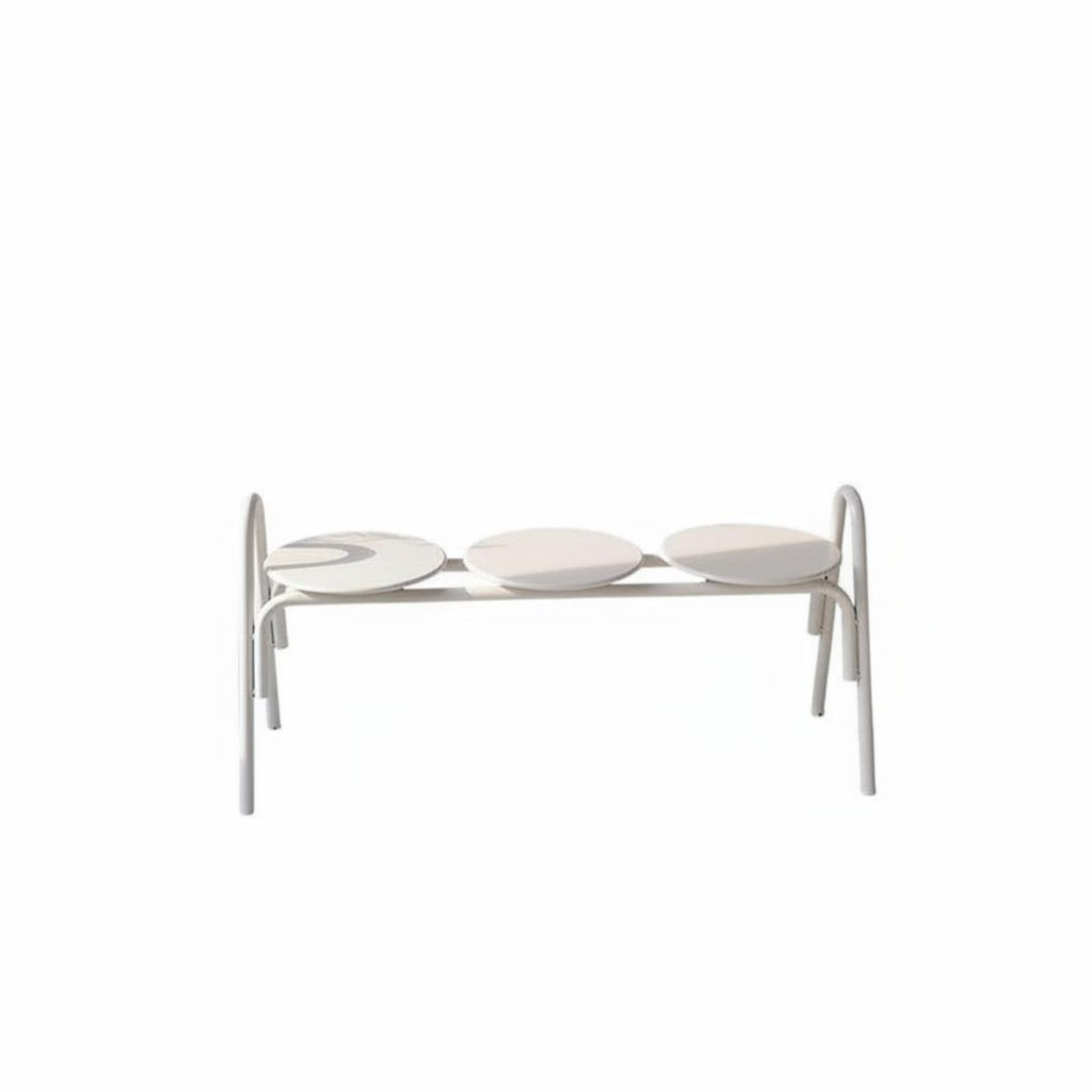 Long Backless Stool Indoor & Exteriordoor Wavy Seat Bench Creamy Look Minimalist Aesthetic for Families, Business Owners