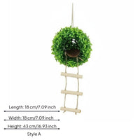 Hanging Bird Hideout Natural Wood Pet Accessory Green