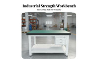High Load Capacity Heavy-Duty Workbench Wear Resistant Industrial Assembly Table Adjustable Non-Slip Feet Steel Frame Work Bench for Factory Workers, Technicians, Laboratory, Warehouse, Garage, Basement
