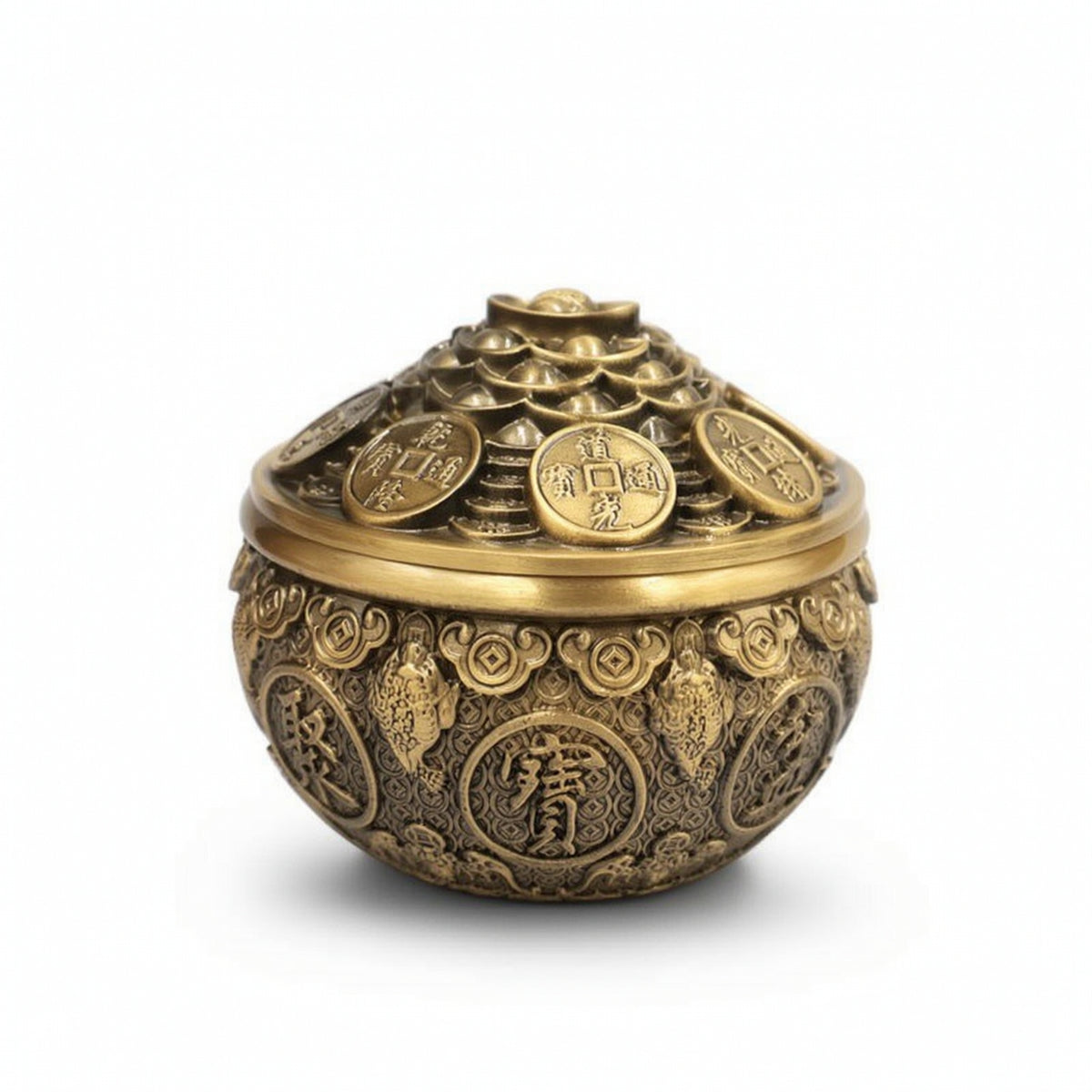 Treasure Basin luck Treasure Bowl Golden Basin with Lid for Collectors, Entryway