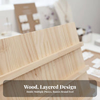 Earring Card Holder Stand Large Capacity Wooden Jewelry Display Rack Wood Tiered Wooden Display Stand for Crafters