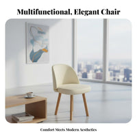 Creamy and design Upholstered rotating Chair with Casters Ergonomic supportrest Upholstered Vanity Chair Mobile Base Desk Seat Armless Design for Students, Makeup Users, Women, Study Room, Bedroom
