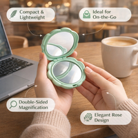 Travel Makeup Mirror with, Folding Compact for Purse Handbag Double-Sided Vanity Set for Women, Lightweight