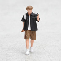 1/64 Miniature Standing Figure with Backpack Painted Scale Model Person for Hobbyists