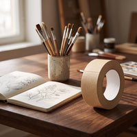 Watercolor Painting Fixing Tape Brown Water-Activated Tape Matte for Artists