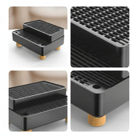Double-Layer Cat Litter Sifting Tray with Wooden Feet Low-Height Litter Box with Sifter Long-Lasting Pet Supply Comfortable for Apartments