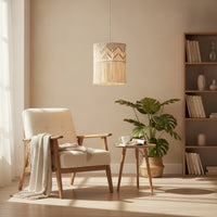 Handmade Boho Fringe Lampshade Handwoven Macrame Lampshade Indoor Woven Tassel Light Shade Cotton Rope for Bedroom