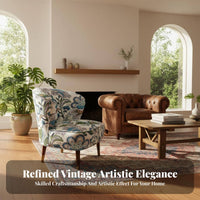 Floral Print Armchair Vintage Design Upholstered High-Sided Armchair Designer Inspired High Support for Adults