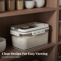 Moisture-Proof Rice Storage Container Transparent Body Airtight Dry Food Container Pouring Spout for Countertop