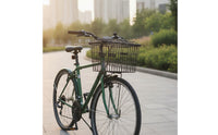 Black Front Bike Basket with Lid Rectangular Front Bike Basket with Cover Grid Sturdy for Errands
