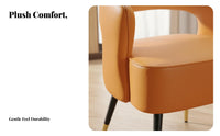 Soft Cushioning Upholstered Barrel Chair Curved Backrest Indoor Furniture Minimalist Design Lounge Seat Ergonomic Design for Interior Designers, Apartment Dwellers, Bedroom, Beauty Salon, Reception Area, Living Room