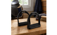 Textured Grip Black Resin Stirrup Rectangular Footbed Children's Stirrup Curved Arch Kids Western Stirrups Anti-Slip for Saddle